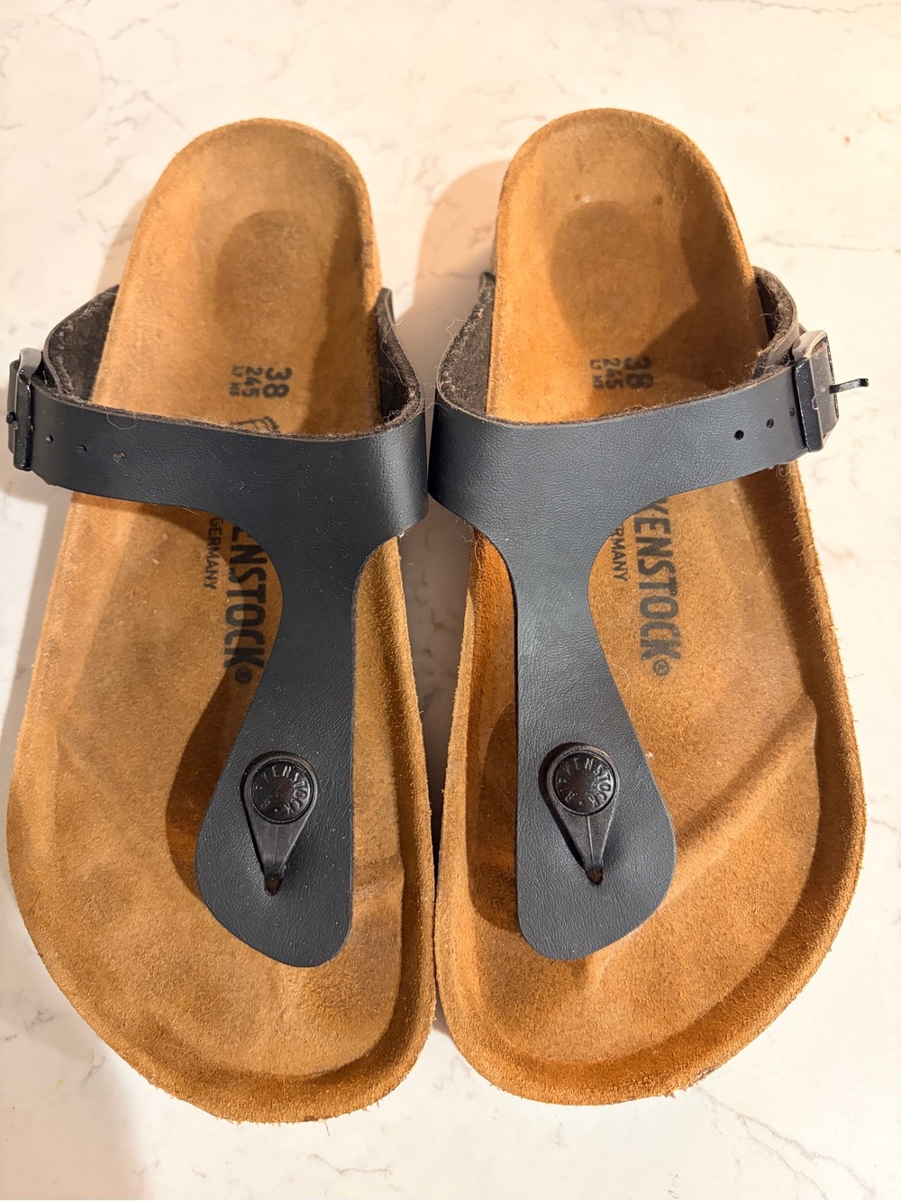 Birkenstock Black Gizeh Leather Thong Sandals for Women